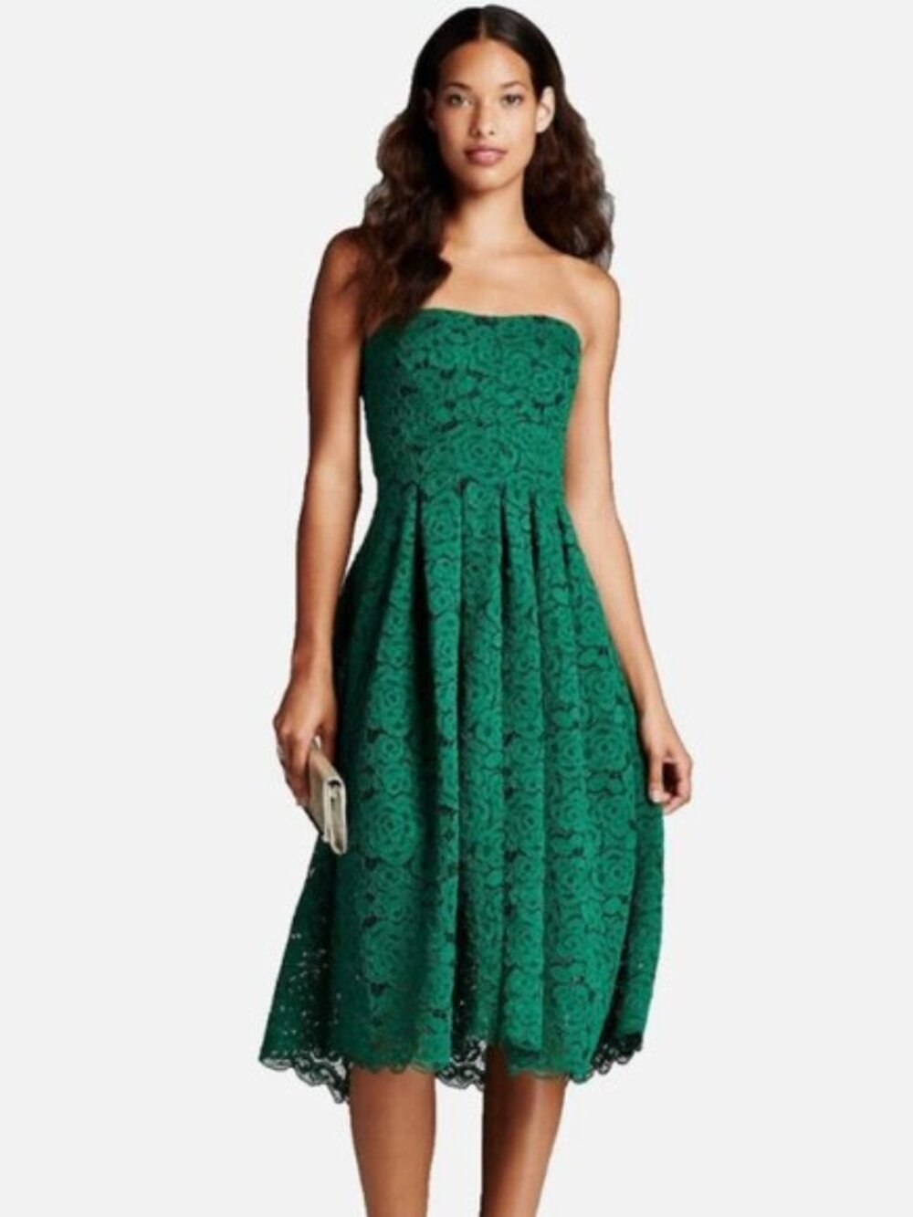 Vera Wang Green Strapless Lace Dress Size 2